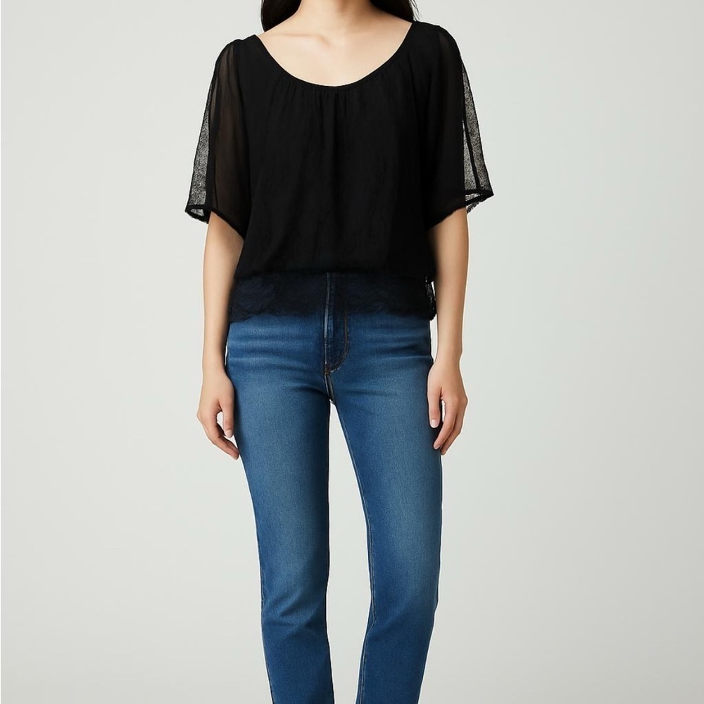 Joie Elegant Black Sheer Blouse